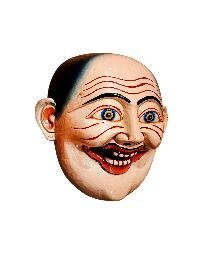 thumb2-Handmade Joker Character Wooden Mask, Tibetan Art Style, Poplar Wood, Traditional Colors