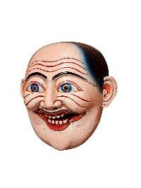 thumb3-Handmade Joker Character Wooden Mask, Tibetan Art Style, Poplar Wood, Traditional Colors