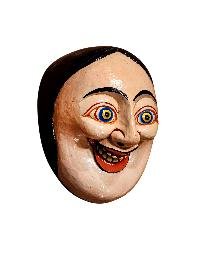 thumb1-Artisan Joker Wooden Mask, Tibetan Style Craft, Poplar Wood, Classic Color Design