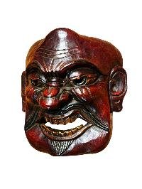thumb4-Decorative Joker Face Wooden Mask, Tibetan Inspired Art, Poplar Wood, Traditional Finish