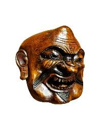 thumb2-Handcrafted Joker Wooden Mask, Tibetan Style Wall Decor, Poplar Wood, Traditional Colors
