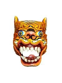 thumb2-Handcrafted Tiger Head Wooden Mask, Tibetan Style Wall Decor, Poplar Wood, Traditional Colors