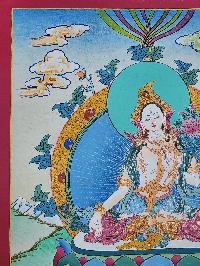 thumb1-White Tara Thangka, Buddhist Traditional Painting, Hand Painted, Real Gold, Best Value