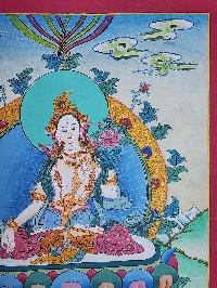 thumb2-White Tara Thangka, Buddhist Traditional Painting, Hand Painted, Real Gold, Best Value