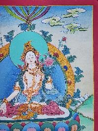thumb3-White Tara Thangka, Buddhist Traditional Painting, Hand Painted, Real Gold, Best Value
