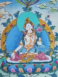 thumb6-White Tara Thangka, Buddhist Traditional Painting, Hand Painted, Real Gold, Best Value