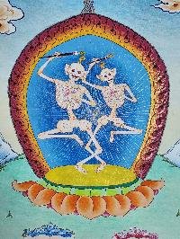 thumb5-Citipati Thangka, Buddhist Traditional Painting, Hand Painted, Real Gold , Best Value