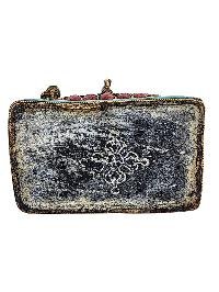 thumb4-Buddhist Miniature Statue Of Virupakkha, Chatur Maharaj, Full Fire Gold Plated, Antique Finishing, Stone Setting, Face Painted