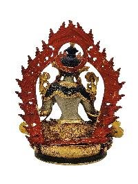 [white Tara], Buddhist Miniature Statue, [partly Gold Plated Finish], [thangka Color Finish], [hand Painted Face]