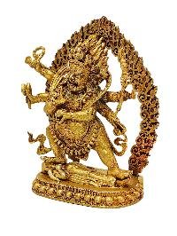 [mahakala Six Arms], Buddhist Miniature Statue, [full Gold Plated Finish]