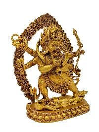 [mahakala Six Arms], Buddhist Miniature Statue, [full Gold Plated Finish]