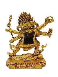 [mahakala Six Arms], Buddhist Miniature Statue, [full Gold Plated Finish]