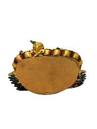 [green Tara], Buddhist Miniature Statue, [partly Gold Plated Finish], [thangka Color Finish], [hand Painted Face]