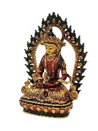[aparimita], Buddhist Miniature Statue, [partly Gold Plated Finish], [thangka Color Finish], [hand Painted Face]