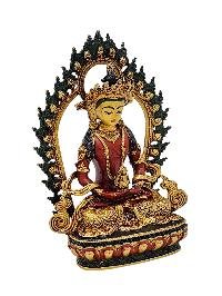 [aparimita], Buddhist Miniature Statue, [partly Gold Plated Finish], [thangka Color Finish], [hand Painted Face]