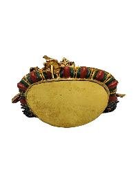 [yellow Jambhala], Buddhist Miniature Statue, [partly Gold Plated Finish], [thangka Color Finish], [hand Painted Face]