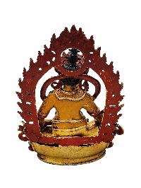 [yellow Jambhala], Buddhist Miniature Statue, [partly Gold Plated Finish], [thangka Color Finish], [hand Painted Face]