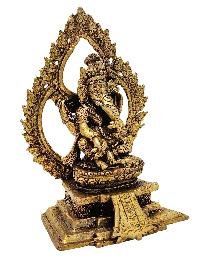 [ganesh On Throne], Buddhist Miniature Statue, [full Gold Plated Finish]