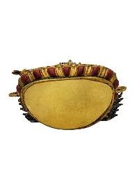 [manjushri], Buddhist Miniature Statue, [partly Gold Plated Finish], [thangka Color Finish], [hand Painted Face]