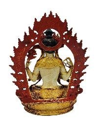 [chenrezig], Buddhist Miniature Statue, [partly Gold Plated Finish], [thangka Color Finish], [hand Painted Face]