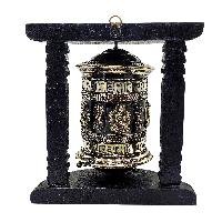 thumb1-Handmade Buddhist Wall Prayer Wheel With Mantra Inside, Pancha Buddha, Dorje, OMPH, Wall Mountable