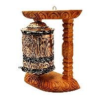 thumb2-Handmade Buddhist Wall Prayer Wheel With Mantra Inside, OMPH, Wall Mount Decor