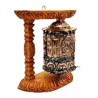thumb3-Handmade Buddhist Wall Prayer Wheel With Mantra Inside, OMPH, Wall Mount Decor