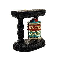 thumb3-Handmade Buddhist Wall Prayer Wheel With Mantra Inside, Stone Setting, OMPH, Wall Mountable