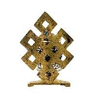 thumb1-Buddhist Metal Prayer Wheel Table Top, OMPH Mantra With Endless Knot And Ashtamangala Symbols