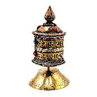 thumb2-Buddhist Metal Prayer Wheel Table Top, OMPH Mantra Decorative Design