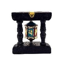 thumb1-Handmade Buddhist Wall Prayer Wheel With Mantra Inside, Stone Setting, OMPH, Wall Mountable