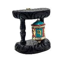 thumb3-Handmade Buddhist Wall Prayer Wheel With Mantra Inside, Stone Setting, OMPH, Wall Mountable