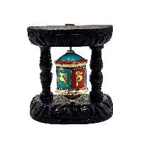 thumb4-Handmade Buddhist Wall Prayer Wheel With Mantra Inside, Stone Setting, OMPH, Wall Mountable