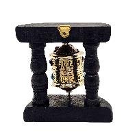 thumb1-Handmade Buddhist Wall Prayer Wheel With Mantra Inside, Stone Setting, OMPH, Wall Mountable