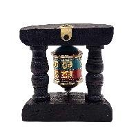 thumb1-Handmade Buddhist Wall Prayer Wheel With Mantra Inside, Stone Setting, OMPH, Wall Mountable