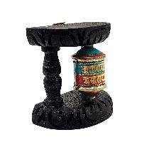 thumb2-Handmade Buddhist Wall Prayer Wheel With Mantra Inside, Stone Setting, OMPH, Wall Mountable