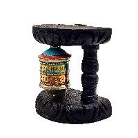 thumb3-Handmade Buddhist Wall Prayer Wheel With Mantra Inside, Stone Setting, OMPH, Wall Mountable