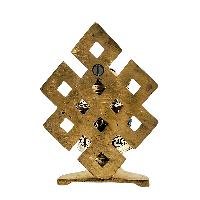 thumb1-Buddhist Metal Prayer Wheel Table Top, OMPH Mantra With Stone Setting And Dorje Design