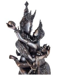 Vajradhara Supreme Buddha Shakti Yab Yum Statue Copper With Silver And Chocolate Oxidized Finish