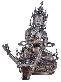 Vajradhara Supreme Buddha Shakti Yab Yum Statue Copper With Silver And Chocolate Oxidized Finish