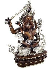 Manjushri Wisdom Bodhisattva Shakti Yab Yum Statue Copper With Silver And Chocolate Oxidized Finish