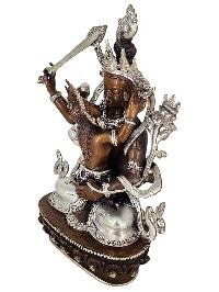 Manjushri Wisdom Bodhisattva Shakti Yab Yum Statue Copper With Silver And Chocolate Oxidized Finish