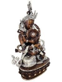 Vajrasattva Purification Deity Shakti Yab Yum Statue Copper With Silver And Chocolate Oxidized Finish