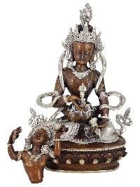 Vajrasattva Purification Deity Shakti Yab Yum Statue Copper With Silver And Chocolate Oxidized Finish