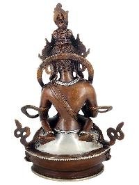 Vajrasattva Purification Deity Shakti Yab Yum Statue Copper With Silver And Chocolate Oxidized Finish