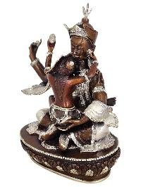 Padmasambhava Guru Rinpoche Shakti Yab Yum Statue Copper With Silver And Chocolate Oxidized Finish