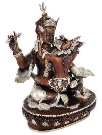 Padmasambhava Guru Rinpoche Shakti Yab Yum Statue Copper With Silver And Chocolate Oxidized Finish