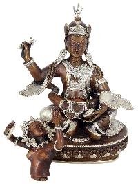 Padmasambhava Guru Rinpoche Shakti Yab Yum Statue Copper With Silver And Chocolate Oxidized Finish