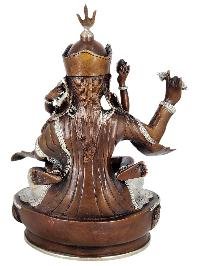 Padmasambhava Guru Rinpoche Shakti Yab Yum Statue Copper With Silver And Chocolate Oxidized Finish