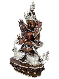Vajradhara Primordial Buddha Shakti Yab Yum Statue Copper With Silver And Chocolate Oxidized Finish